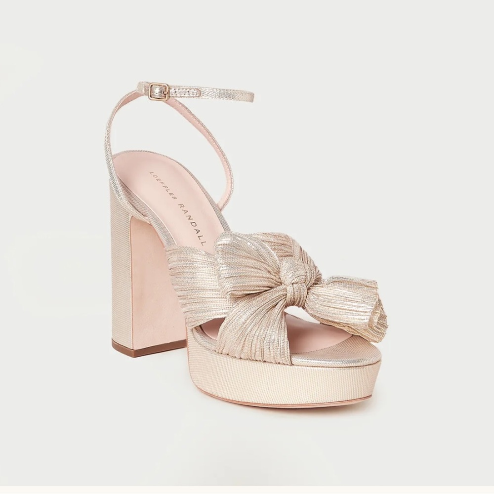 Loeffler Randall Natalia Platinum Platform Bow Heel size 8